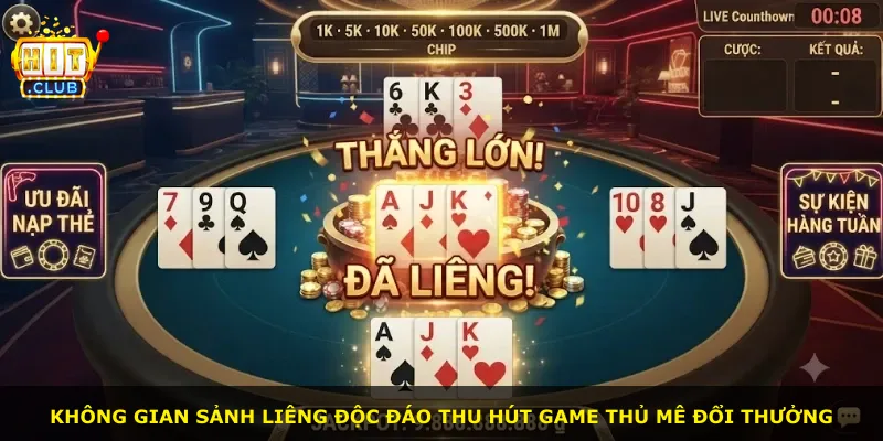 Không gian sảnh Liêng độc đáo thu hút game thủ mê đổi thưởng